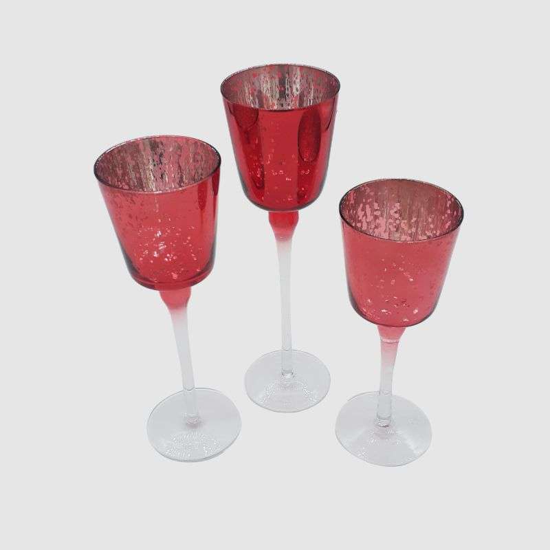 3Pc Candle Holder-Red