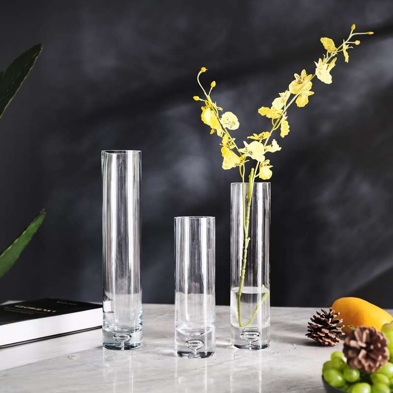 Cylinder Glass Vase 8cmxH25cm-Medium