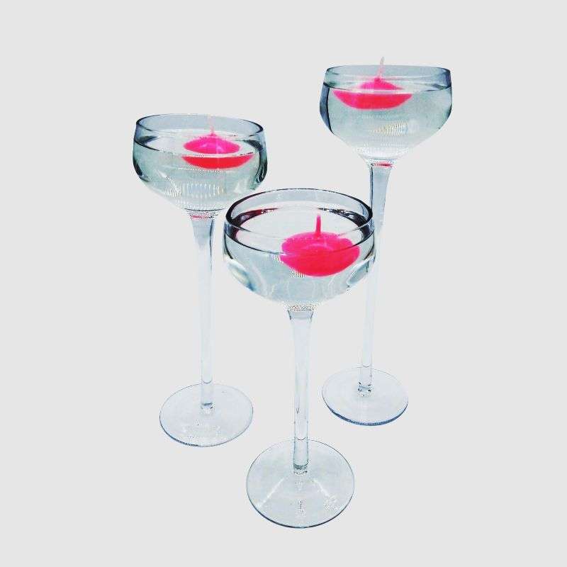 3Pc Glass Candle Holder Set