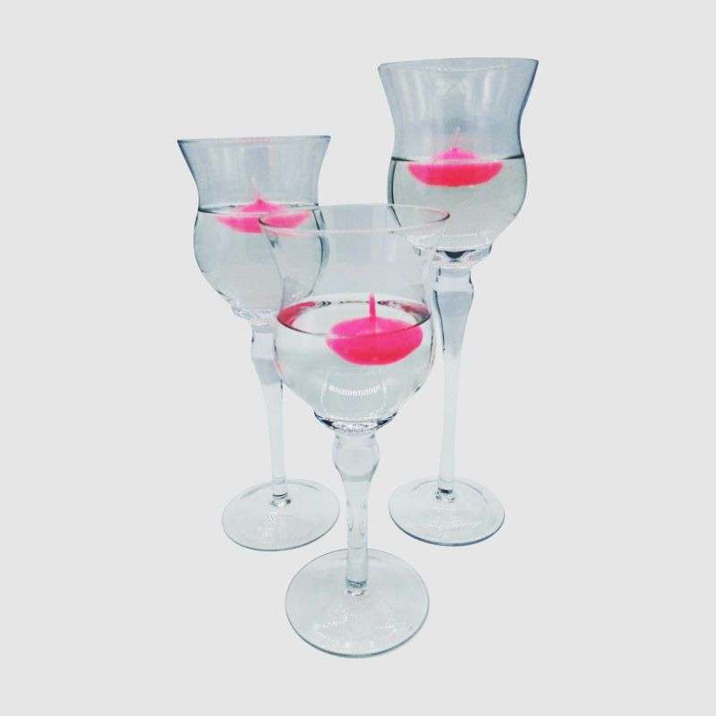 3Pc Glass Candle Holder Set