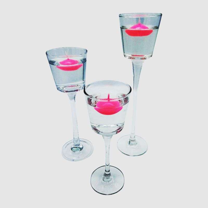 3Pc Glass Candle Holder Set