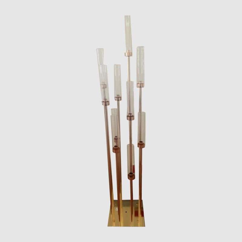 Gold Candle Holder With 10 Glass Cylinders