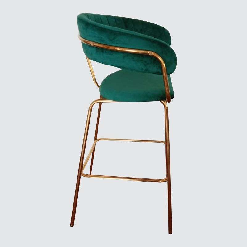 S/S Bar Chair With Emerald Green Velvet Seat Finish