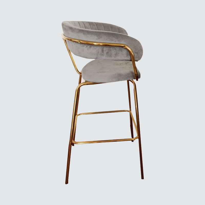 S/S Gold Bar Chair With Grey Velvet Seat