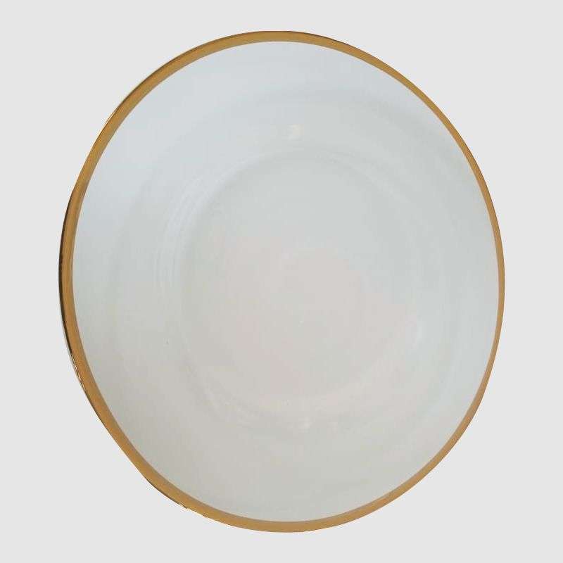 Large Round Glass Underplate With Gold Rim 33cm