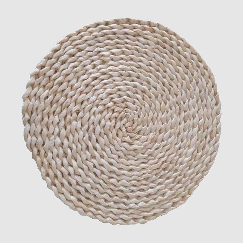 Traditional Round  Braided Rattan Table Placemat- Light Wooden Colour