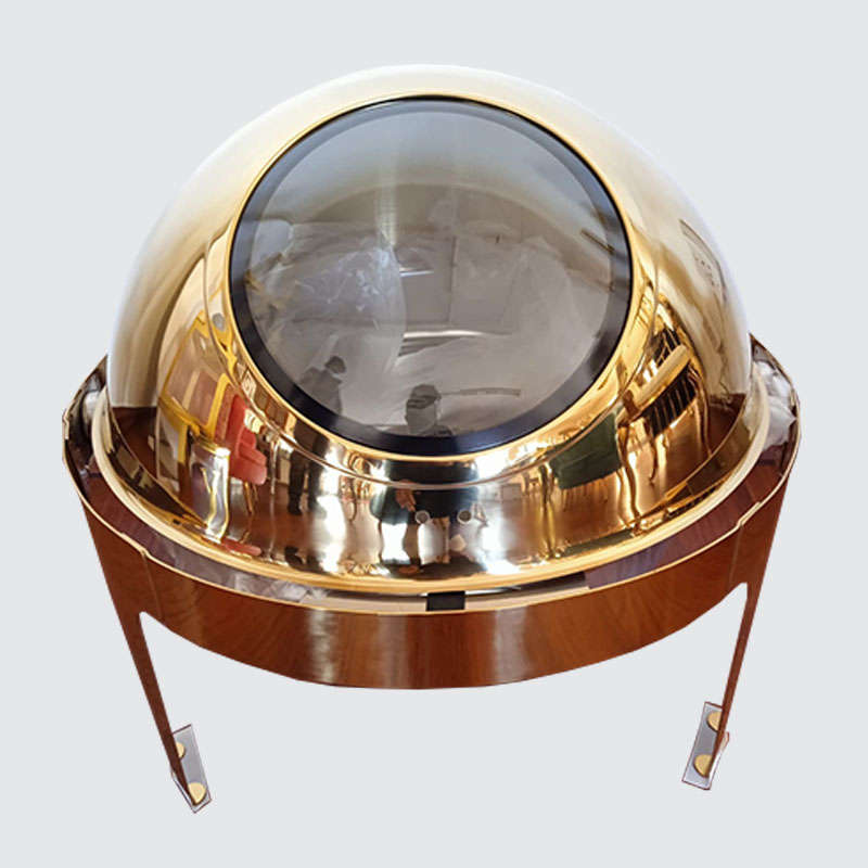 Stainless Steel Round Roll Top Chafing Dish in Gold  With Window 9L