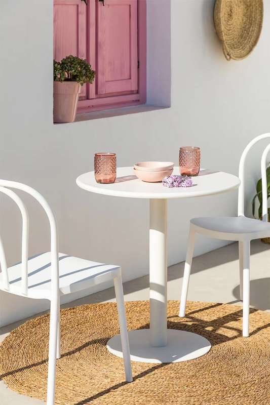 Outdoor Round Cafe Table 70cm-White Colour