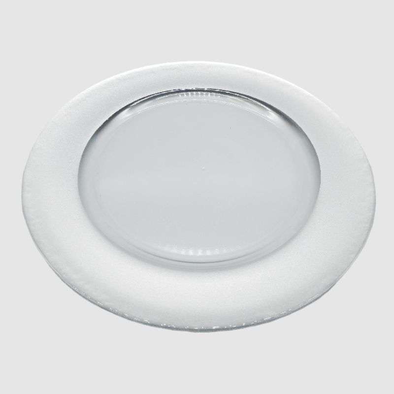Glass Underplate With Broad Silver Rim 33CM