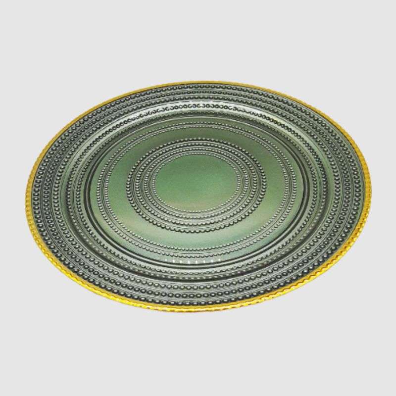 Glass Underplate Emerald Green 33cm