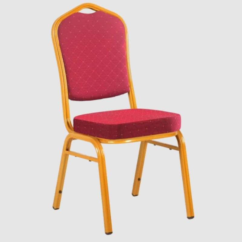 Diamond Back Banquet Chair Gold Frame & Navy Blue Patterned Fabric