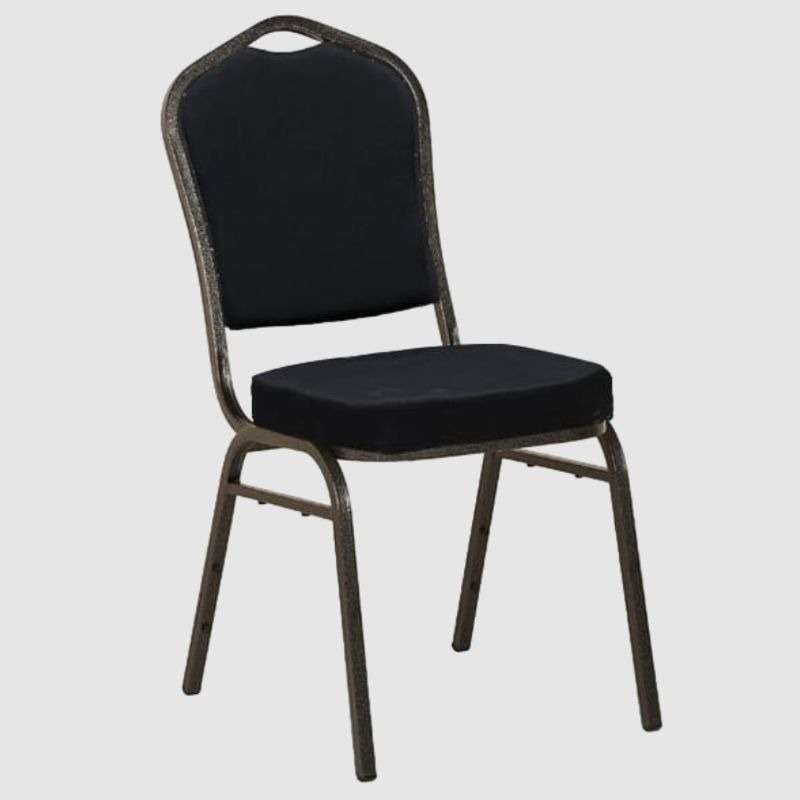 Diamond Back Banquet Chair Gold Frame & Navy Blue Patterned Fabric