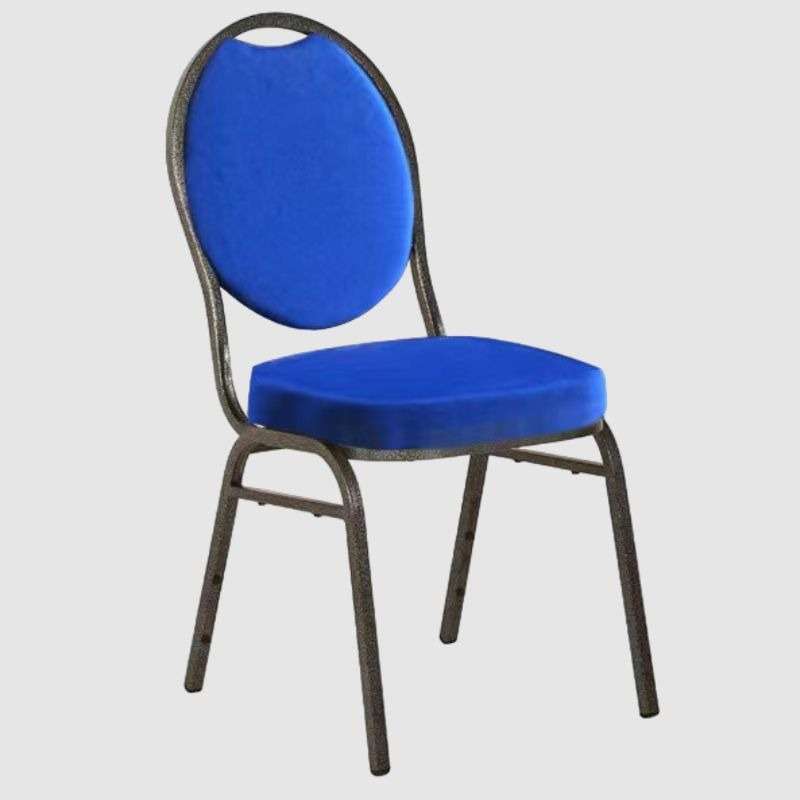 Diamond Back Banquet Chair Gold Frame & Navy Blue Patterned Fabric