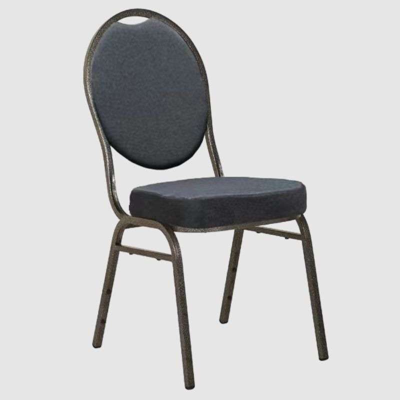 Diamond Back Banquet Chair Gold Frame & Navy Blue Patterned Fabric