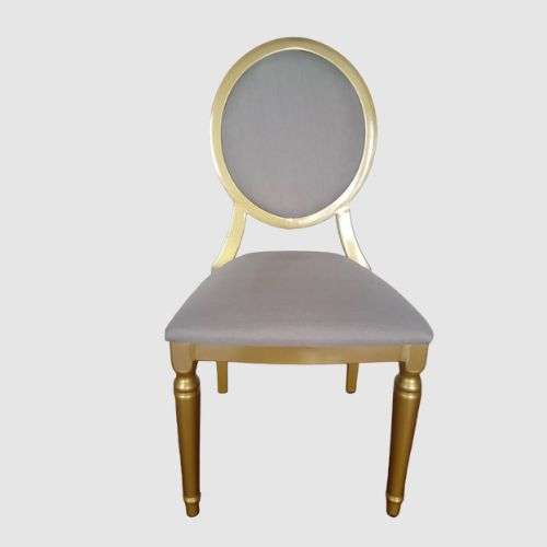 Louis Chair Gold Steel Frame and Grey Fabric Finish