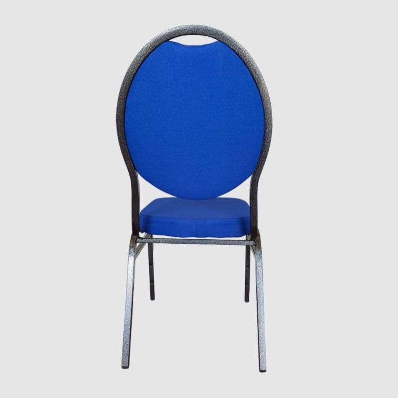 Round Back Banquet Chair Silver Grey Frame & Blue Fabric
