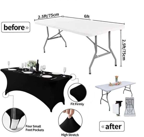 260g Spandex Fitted Trestle Table Cover - White