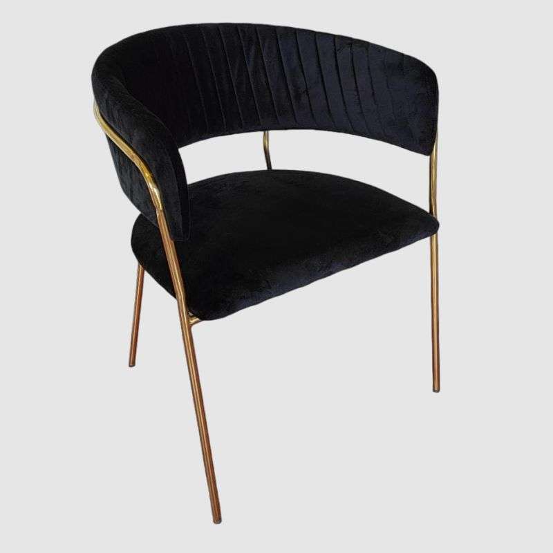 Leisure Velvet Chair In Black With Stainless Steel Legs