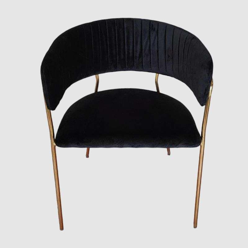 Leisure Velvet Chair In Black With Stainless Steel Legs