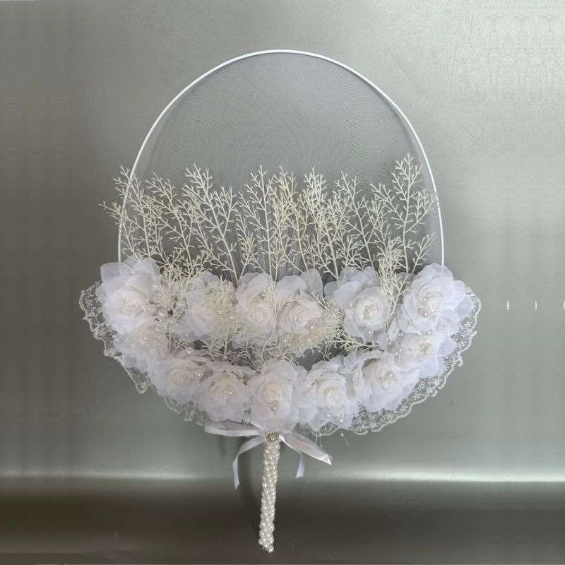 Handmade Wedding Decor Fan No.3 White