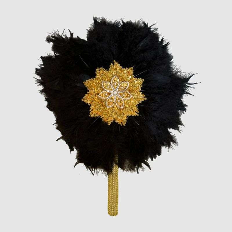 Handmade African Wedding Feather Decor Fan Black
