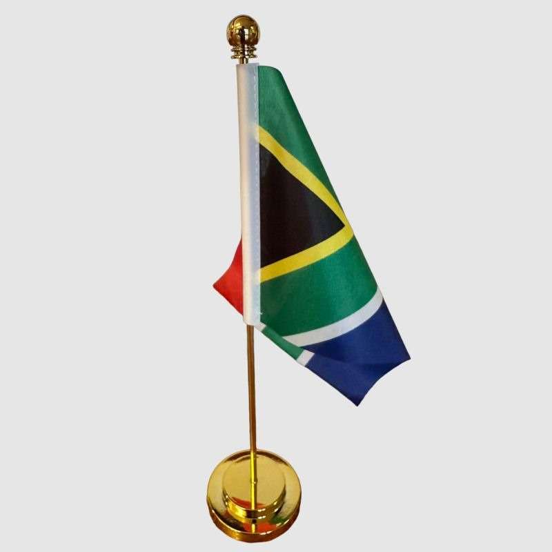 Desk Flag Stand With Flag-Single In Gold