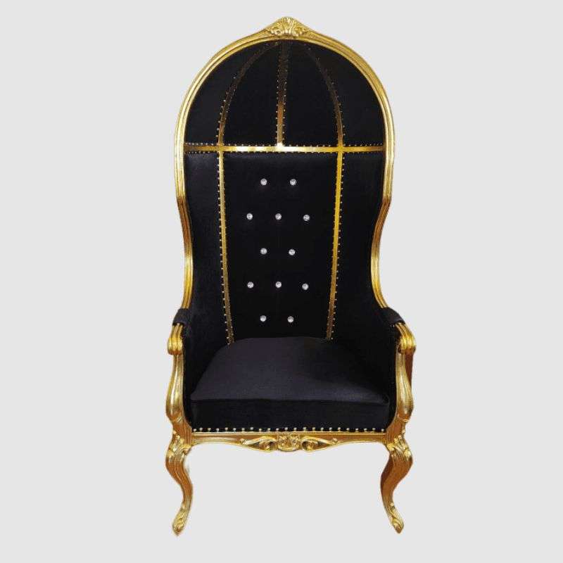 Porters Chair Gold Frame & Black Velvet Finish