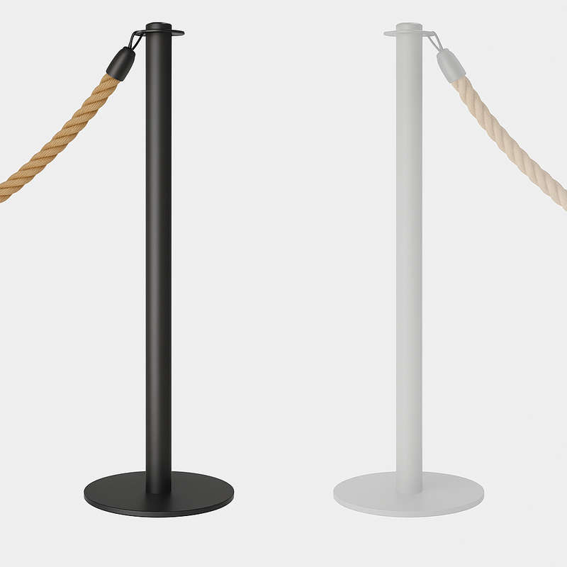 Black Stylish Casted Iron Heavy Base Flat Top Stanchion