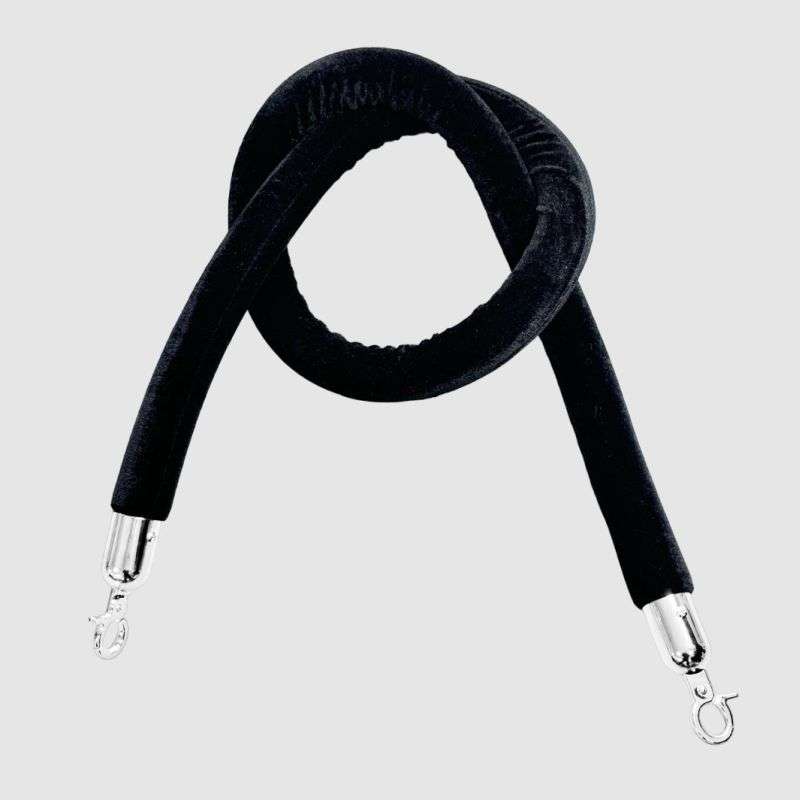 Black Velvet Stanchion Rope With Silver Clasps