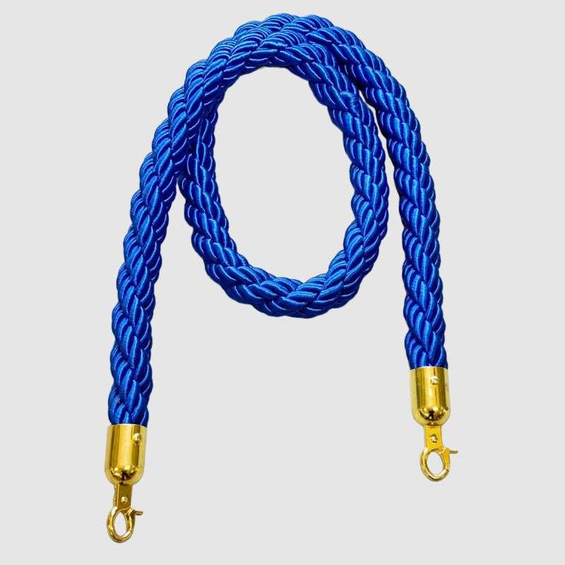 Braided Stanchion Royal Blue Rope With Gold Clasps