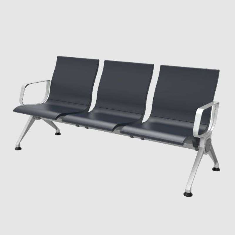 High Quality PU Foam Heavy Duty Airport|Waiting Area|Hospital Chair 3 Seater-Black Seating
