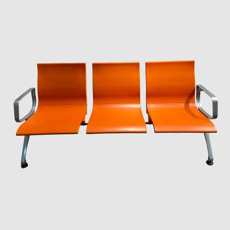High Quality PU Foam Heavy Duty Airport|Waiting Area|Hospital Chair 3 Seater-Orange Seating