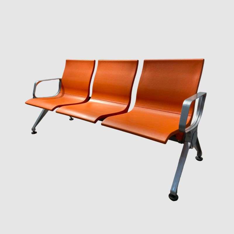 High Quality PU Foam Heavy Duty Airport|Waiting Area|Hospital Chair 3 Seater-Orange Seating
