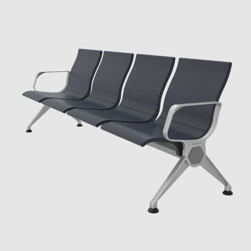 High Quality PU Foam Heavy Duty Airport|Waiting Area|Hospital Chair 4 Seater-Black Seating