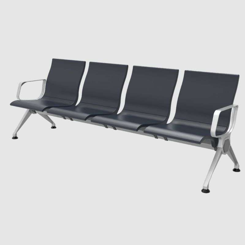 High Quality PU Foam Heavy Duty Airport|Waiting Area|Hospital Chair 4 Seater-Black Seating