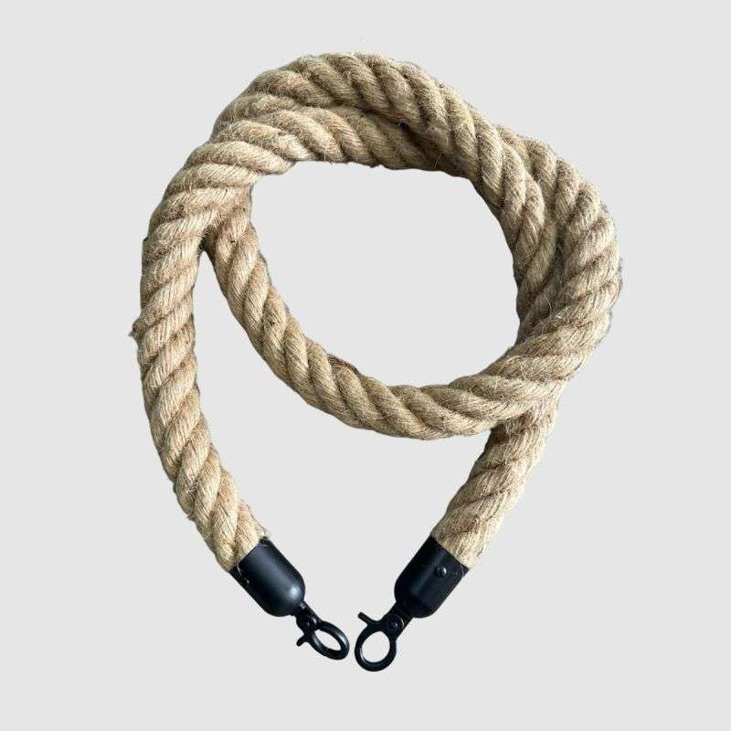 Braided Stanchion Hemp Rope With Black Clasps