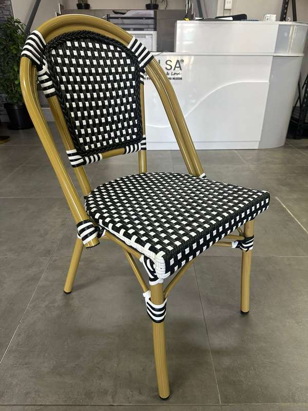 French Bistro Café|Dinning Rattan Chair-Black & White