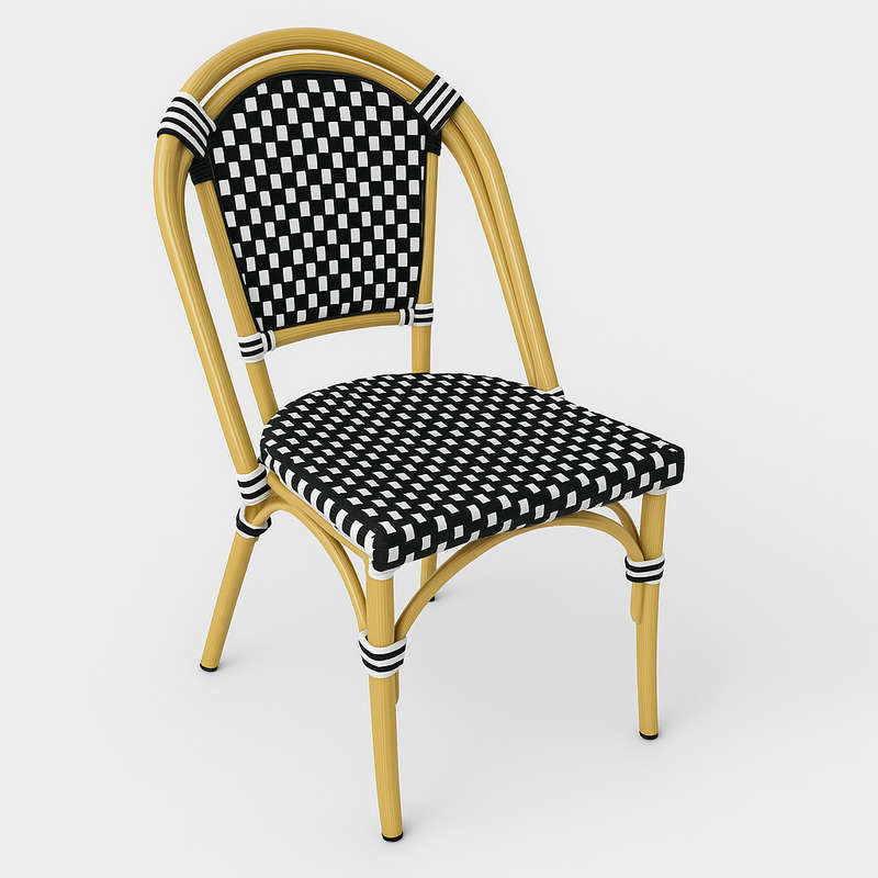 French Bistro Café|Dinning Rattan Chair-Black & White
