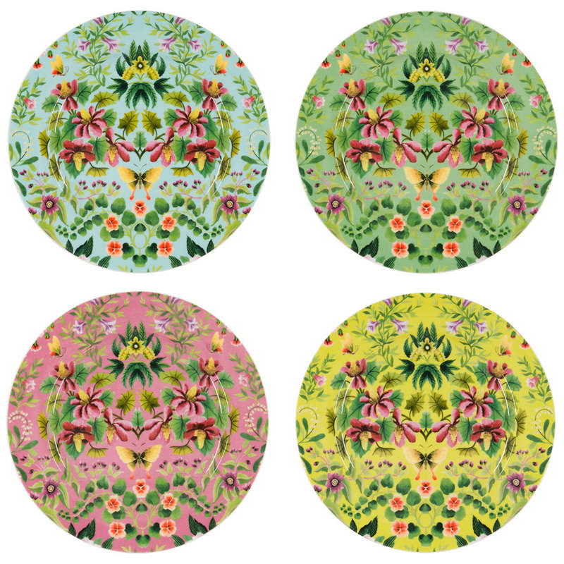 Ikebana Side Plates, Set Of 4