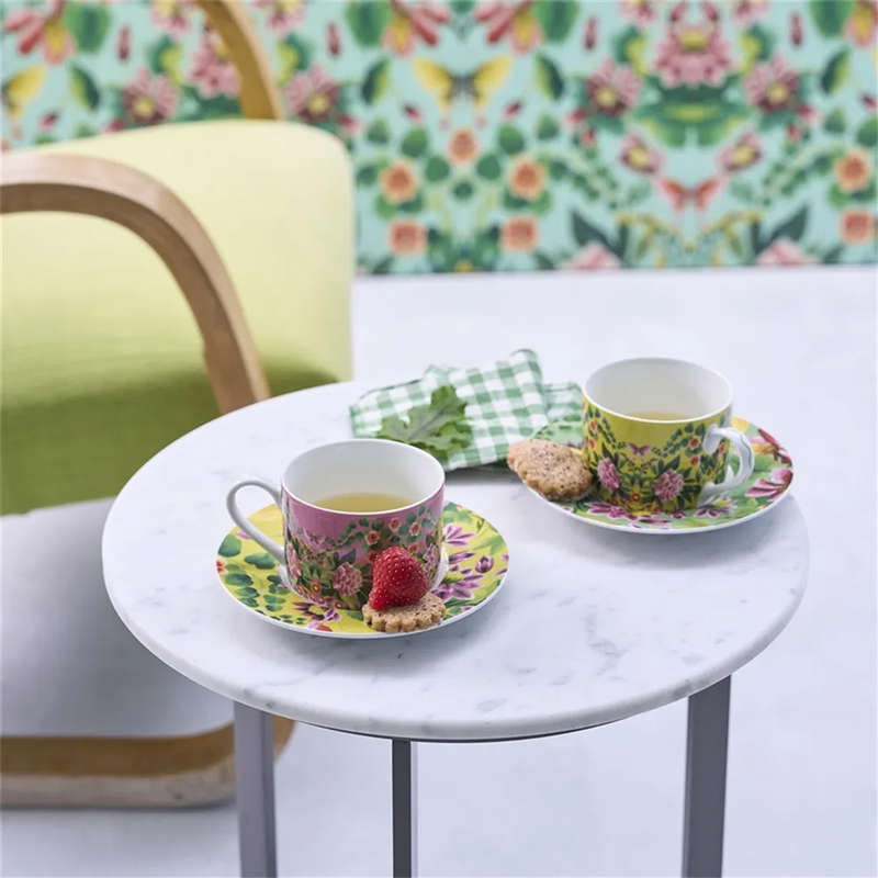 Ikebana Teacup & Saucer, Set Of 2