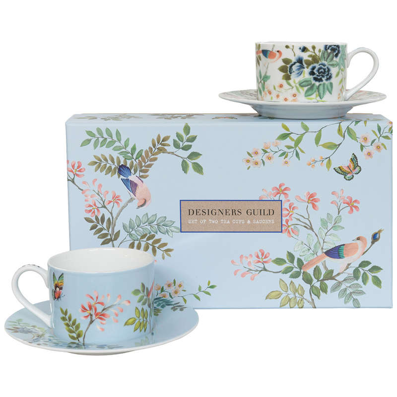 Porcelaine De Chine Teacup & Saucer, Set Of 2