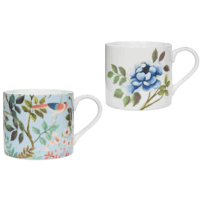 Porcelaine De Chine Mugs, Set Of 2