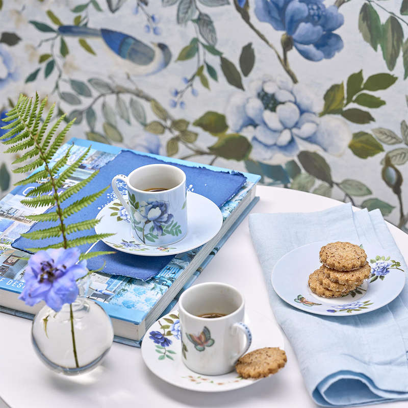 Porcelaine De Chine Espresso Cup & Saucer, Set Of 2