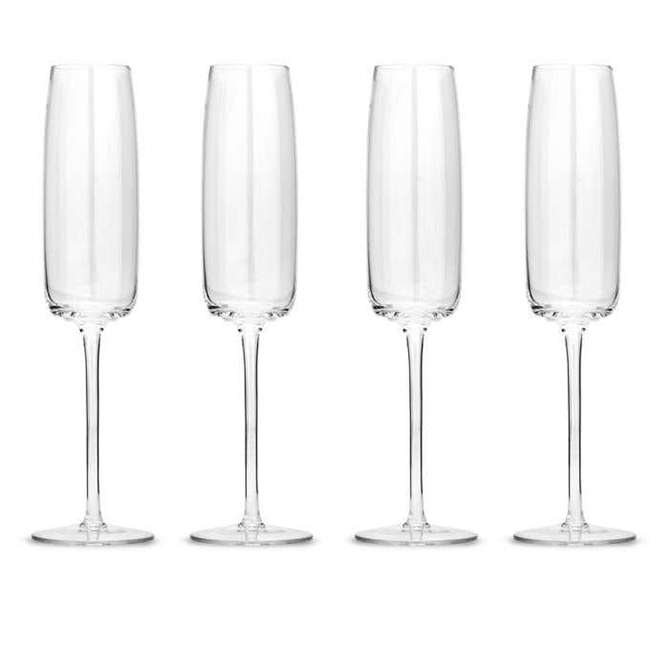 Set Of 4 Champagne Flutes, Ripple