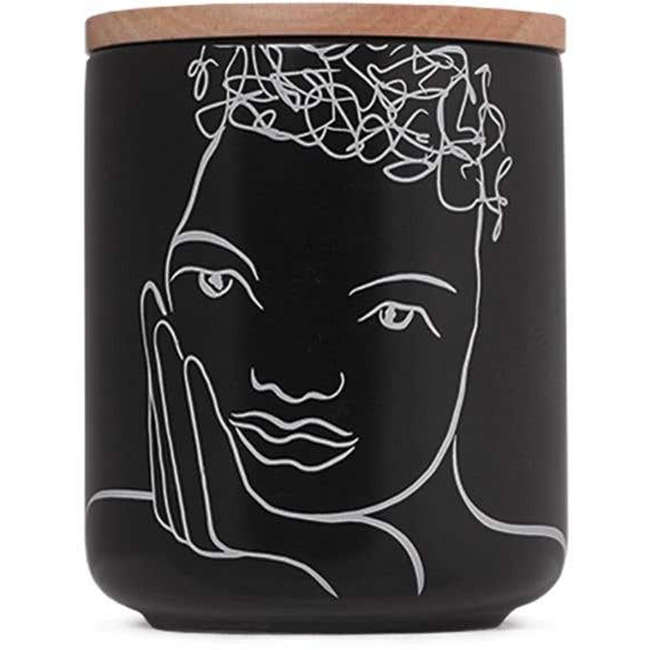 Black Sketchbook Small Canister With Rubberwood Lid