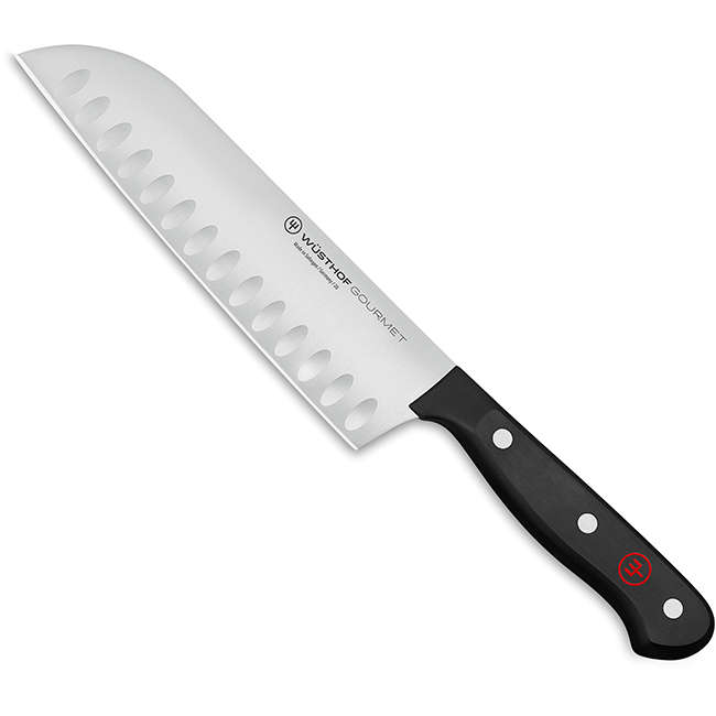 Gourmet Hollow Edge Fluted Santoku Knife, 17cm