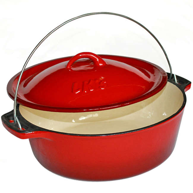 Enamelled Cast Iron Bake And Braai Pot, Red