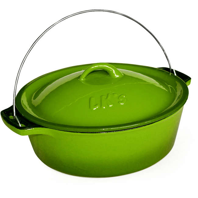 Enamelled Cast Iron Bake And Braai Pot, Green