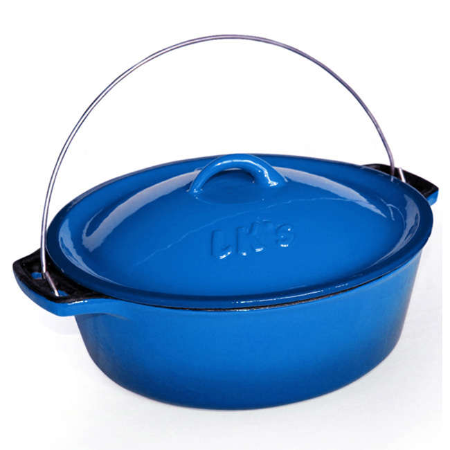 Enamelled Cast Iron Bake And Braai Pot, Blue