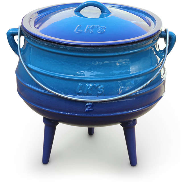 Enamelled Cast Iron Potjie Pot, Blue